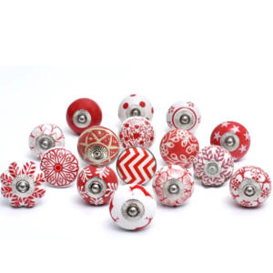 Mejor Precio en India: Juego de 20 Perillas Modernas de Cerámica en Turquesa y Rojo, Tiradores para Cajones de Dormitorio/Hotel, Cocina y Cómodas - Product Image 2