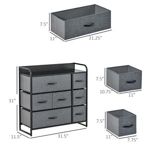 Cassettiera Moderna/Cinese a 7 Cassetti Autoportante con Struttura in Acciaio e Piano in Legno per Camera da Letto/Corridoio - Product Image 3