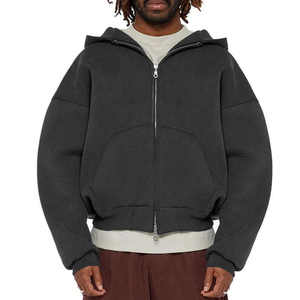 Sweat à capuche personnalisé OEM pour homme, 100% coton, coupe ample de haute qualité, impression en relief, sweat à capuche zippé pour homme - Product Image 3