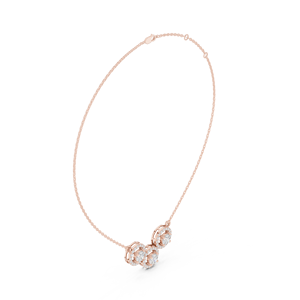 Collar con Colgante de Moissanita en Oro Rosa para Mujer, Cadena con Tres Círculos en Halo, Joyería - Product Image 6
