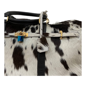 Sac de voyage unisexe en cuir de vachette à imprimé animal, grande capacité, sac de week-end, poignée souple, fermeture à fermoir, vente chaude, sac de voyage en gros - Product Image 3