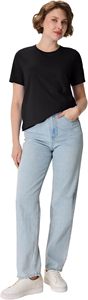 <b>Women's</b> <b>Black</b> Crew Neck Short Sleeve Regular Fit Cotton Jersey T-<b>Shirt</b> Casual Solid Color All Seasons Breathable - Product Image 3