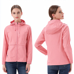 Sudadera con capucha impermeable al por mayor para mujer, ligera, cortavientos, con cremallera, OEM, para damas - Product Image 4