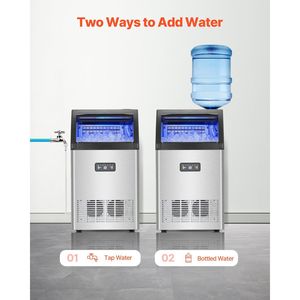 Macchina per il Ghiaccio Professionale da Cucina, Produzione 130 libbre/24H, Capacità di Stoccaggio 33 libbre, 55 Cubetti di Ghiaccio, 15 Minuti, Display Digitale LED - Product Image 5