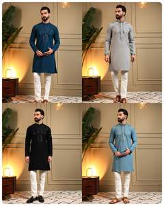 Magnifique tissu Armaani Lachko avec broderie lourde et travail de sequins, kurta pour homme avec pyjama en coton Raymond pour les mariages - Product Image 6