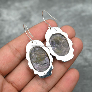 925 Sterling Silver <b>Earring</b> Oval Oxidize <b>Earrings</b>, Gemstone <b>Earring</b>, Valentine's Day <b>Christmas</b> Gift For Friends. - Product Image 2