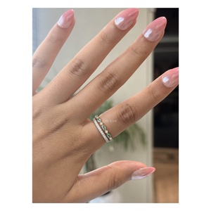 Élégante bague demi-éternité en diamant de laboratoire taille marquise 0,25 ct avec feuilles alternées, alliance de mariage pour femme, fabriquée en or massif 14 carats - Product Image 1