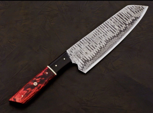 Cuchillo de Chef Profesional de Acero de Damasco Hecho a Mano, Mango de Madera DIY de Alta Calidad, Punta Caída, 12 Pulgadas de Longitud Total, Corte Afilado como una Navaja - Product Image 6
