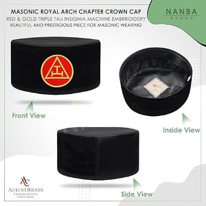 Casquette de chapitre Royal Arch légère, brodée à la machine, triple Tau, en tissu de soie rouge et or, pour insignes maçonniques, cadeau de cérémonie - Product Image 3