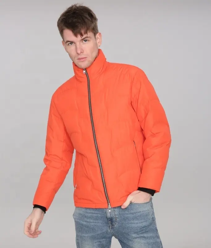 Привлекательный острый светлый оранжевый мужской пуховик для улицы, мужская верхняя одежда