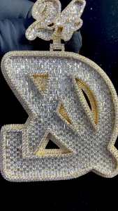 Pendentif Lettre Hip Hop en Argent 925 Sertie de Moissanite, Pendentif Lettre Initiale Personnalisé avec Anneau Bicolore, Pendentif Prénom Lettre - Product Image 2