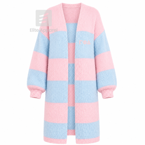 Cardigan long respirant personnalisé Gamma Phi Delta Sorority avec logo brodé sur le devant, bleu ciel rose, décontracté, manches longues pour femme - Product Image 1