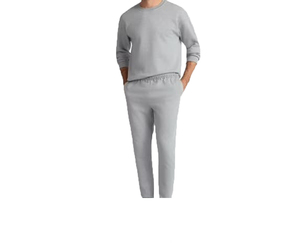 Pantalon de jogging en molleton gris clair pour homme, taille élastique, poches latérales, décontracté, respirant, mi-lourd, tricoté, pour l'automne - Product Image 2