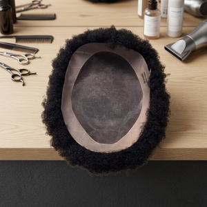 Perruque Afro Bouclée Noire à Base de Dentelle, Densité 130%, Cheveux Humains Vierges Indiens, Ondulation Naturelle, Nœuds Invisibles, Conception Centrale - Product Image 5