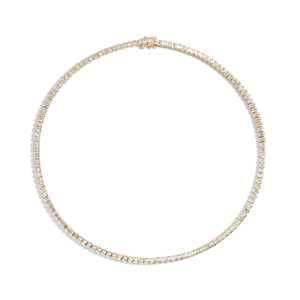 Emerald Bezel Set Lab Grown Diamond Tennis <b>Necklace</b> 14K 18K <b>Solid</b> Gold Bezel Set 16 Inch Full Wrap Eternity Choker Classic Style - Product Image 3