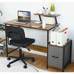 Wood <b>Computer</b> <b>Desk</b> with Bookshelf Storage Space Saving Design Modern Office Furniture - Product Image 3