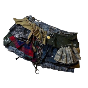 Vintage Grunge Style Déchiré En Détresse Patchwork Denim Jupe Taille Naturelle quantité minimale de commande 50pcs Vietnam Usine En Gros - Product Image 3