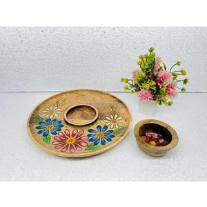 ถาดเสิร์ฟไม้พิมพ์ลายหรูหราคุณสมบัติตกแต่งขนาดใหญ่สำหรับบ้านโรงแรมโซลูชันการจัดเลี้ยงจากอินเดีย - Product Image 1