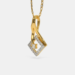 Collier pendentif géométrique floral en or jaune avec diamant de laboratoire - Product Image 6