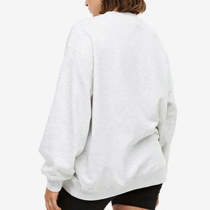 Sudadera Oversize de Cuello Redondo para Mujer, Color Sólido, Manga Larga, Hombros Caídos, 100% Algodón Tejido, Transpirable, para Otoño - Product Image 6