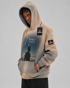 Men's Acid Wash Hoodie <b>Oversized</b> Pullover <b>Sweatshirt</b> <b>Vintage</b> Washed Casual Streetwear Hooded <b>Sweatshirt</b> with Oem Service - Product Image 4