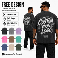 T-shirt graphique vintage streetwear surdimensionné pour homme, 270 grammes, effet délavé, avec logo personnalisé, impression par transfert thermique