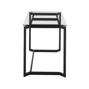 Bureau d'ordinateur moderne en acier noir Masters avec plateau en verre transparent – Design élégant - Product Image 2