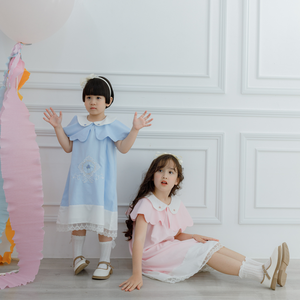 Madre, niños y juguetes Ropa para niños Vestidos para niñas Bordado Color personalizado Rosa Blanco Azul 2 piezas Ocasión Fiesta-Pollito - Product Image 5