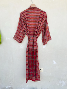 Vintage Silk <b>Kimono</b> Indian Robe Sari <b>Kimono</b> Recycled Silk <b>Kimono</b> - Product Image 5