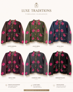 Veste en coton matelassée à pois réversible faite à la main pour femmes, style vintage Kantha imprimé, manteau ethnique décontracté d'hiver avec poches - Product Image 2