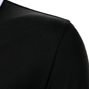 Polo de Hombre con Cierre y Bloques de Color, Manga Corta, Diseño Sólido de Punto, Corte Regular, Negro y Blanco - Product Image 6