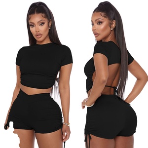 Dames personnalisées deux pièces été licou hauts courts Shorts empilables Jogging pantalon costume vêtements de sport Fitness vêtements de sport 2026 - Product Image 6