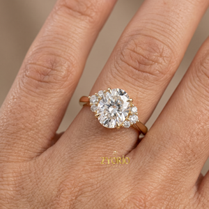 แหวนหมั้นเพชรทรงรี 2.50 กะรัต เพชรเลี้ยงในห้องปฏิบัติการ ทอง 14K รับรองโดย IGI แหวนแต่งงานลายดอกไม้ แหวนเจ้าสาว เครื่องประดับงานแต่งงาน - Product Image 6