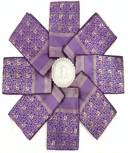 Sari de Seda Morado, Estilo Banarasi, con Borde Dorado, Vestido Largo para Mujer, Traje Tradicional Indio para Bodas - Product Image 6