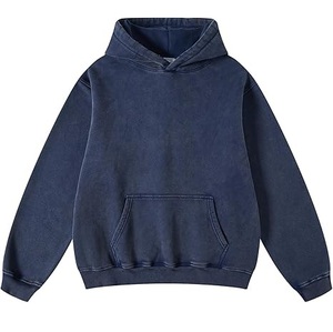Sweat à capuche épais à épaules tombantes, grande taille, uni, vintage, écologique, tricoté, effet délavé à l'acide, chaud pour l'extérieur, automne-hiver, avec logo personnalisé - Product Image 2