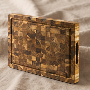 Planche à découper rectangulaire en bois de teck antibactérien avec manche de couteau en bois, épaisseur 1,5 cm - Product Image 2