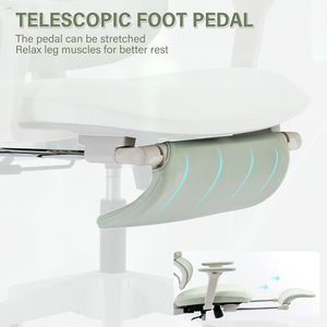 Chaise de bureau ergonomique avec repose-pieds, dossier haut, soutien lombaire dynamique, appuie-tête 2D réglable, accoudoirs 2D réglables, pivotante - Product Image 6