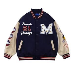 Custom Oversized Graphic Varsity <b>Jacket</b> for <b>Men</b> – Black & <b>White</b> High-Contrast - Product Image 1
