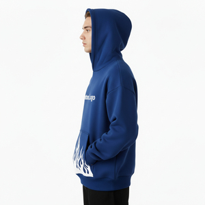 Sweat-shirt à capuche en polaire bleu pour homme, couleur unie, coupe classique, poche avant, décontracté, hiver, respirant, design tricoté écologique - Product Image 4