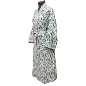 Bata de algodón de longitud completa para mujer, estampado floral, cuello en V, manga larga, con cinturón, transpirable, ropa de dormir clásica, tejido de punto suave, lavable a máquina - Product Image 2