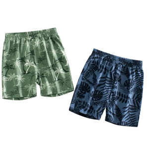 Short de bain pour homme à séchage rapide, imprimé palmiers bleus, avec cordon de serrage à la taille et poches, short de plage décontracté - Product Image 5