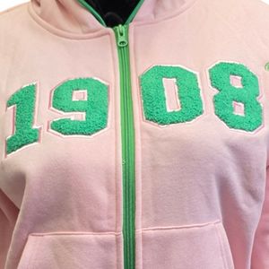 Women Pink <b>Zip</b> Up Hoodie Chenille Letter Graphic Casual Sweatshirt Jacket Long Sleeve Fashion Daily Wear Comfortable Stylish - Product Image 3