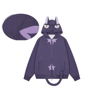 Sudadera con Capucha de Invierno para Hombre y Mujer, con Orejas de Gato y Cola, Linda, de Algodón de 400 g/m², Sudadera Unisex con Diseño Único, Bordado y Logotipo Personalizado - Product Image 1