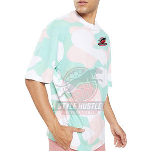 Camiseta extragrande para hombre con logo personalizado impreso a bajo precio, 100% algodón, corte holgado, para hacer ejercicio. - Product Image 4
