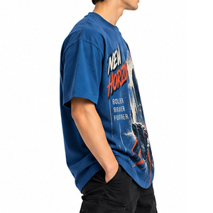 Camisetas de hombre 100% algodón con diseño gráfico, estampado personalizado, estilo oversize, cuello redondo, manga corta, ropa urbana, OEM, ODM. - Product Image 4