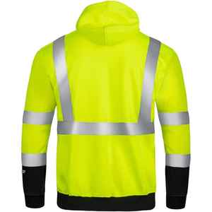 Sweat-shirt haute visibilité classe 2 ANSI, vêtements de travail réfléchissants jaunes avec bandes orange et argentées, bordure noire - Product Image 5
