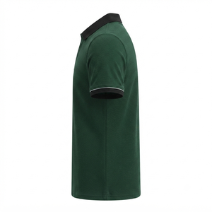 Camiseta de Golf Personalizada para Hombre, Verde, Manga Corta, Poliéster, Antiarrugas, Estilo Casual Elegante, Cuello y Puños Negros, Ropa Deportiva, Estilo Business - Product Image 2