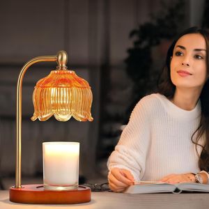 Electric Amber Light Candle Warmer Lamp with <b>Timer</b> Dimmer 2 Bulbs for Wax Jars Gift for Women - Product Image 5