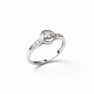 Anillo de Compromiso de Diamantes Cultivados en Laboratorio de Oro Puro de 10K, Plata de Ley 925, Diseño Geométrico Moderno con Bisel Central Redondo - Product Image 2