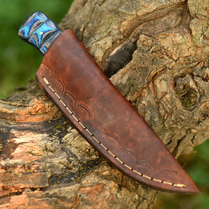 Cuchillo Táctico y de Caza de Hoja Fija, Hoja con Recubrimiento en Polvo y Mango de Madera Pakka, con Funda de Cuero, Personalizado OEM/ODM - Product Image 5